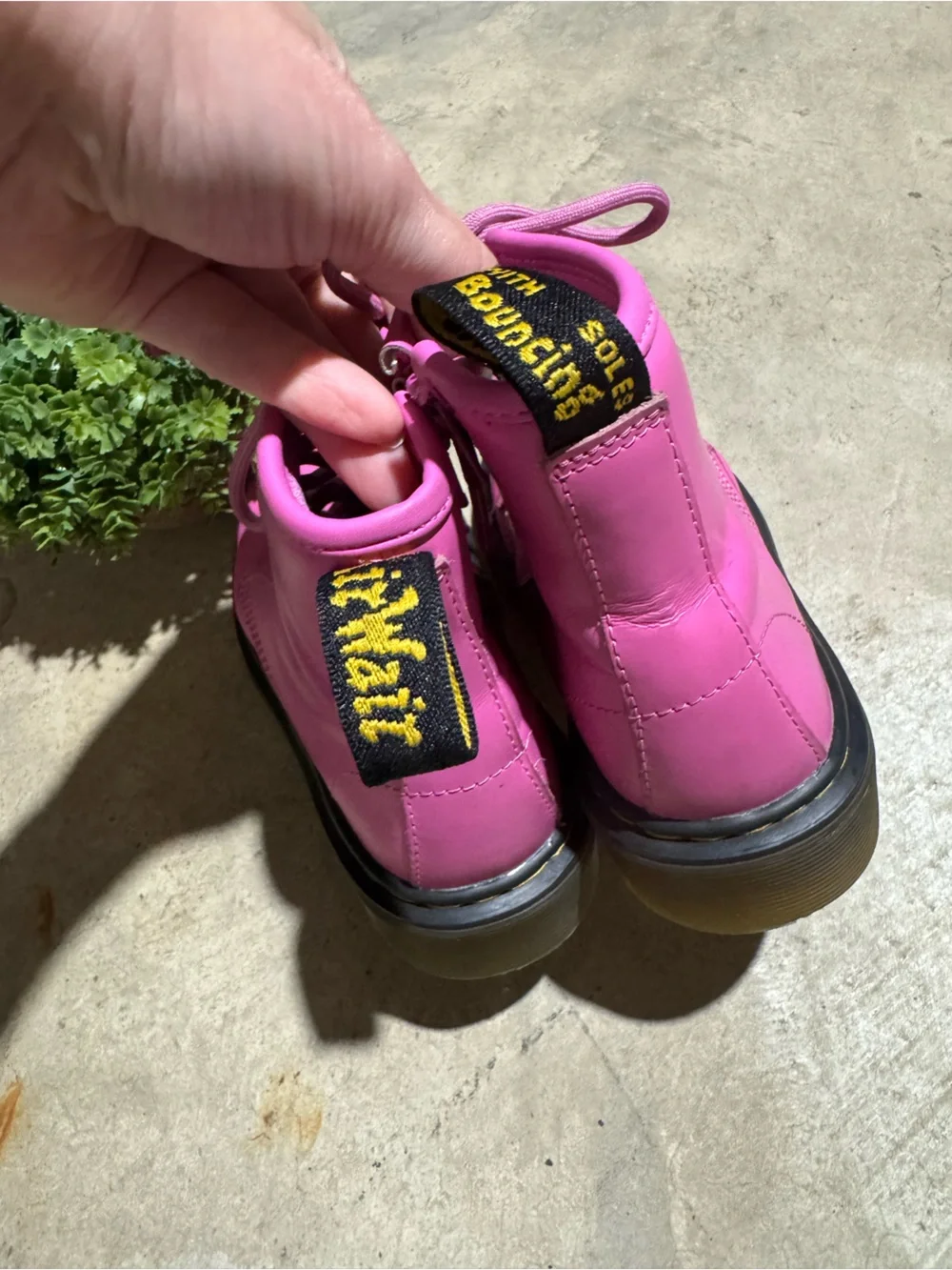 Dr Martens 1460 Combat Boots Girls Size 12 Hot Pink Lace Up Fall Leather Comfy